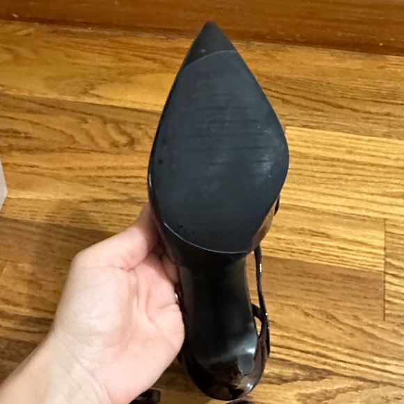 Zara TRF Pointed Toe Double Strap Elegant Burgundy Patent Heels - Picture 7 of 7